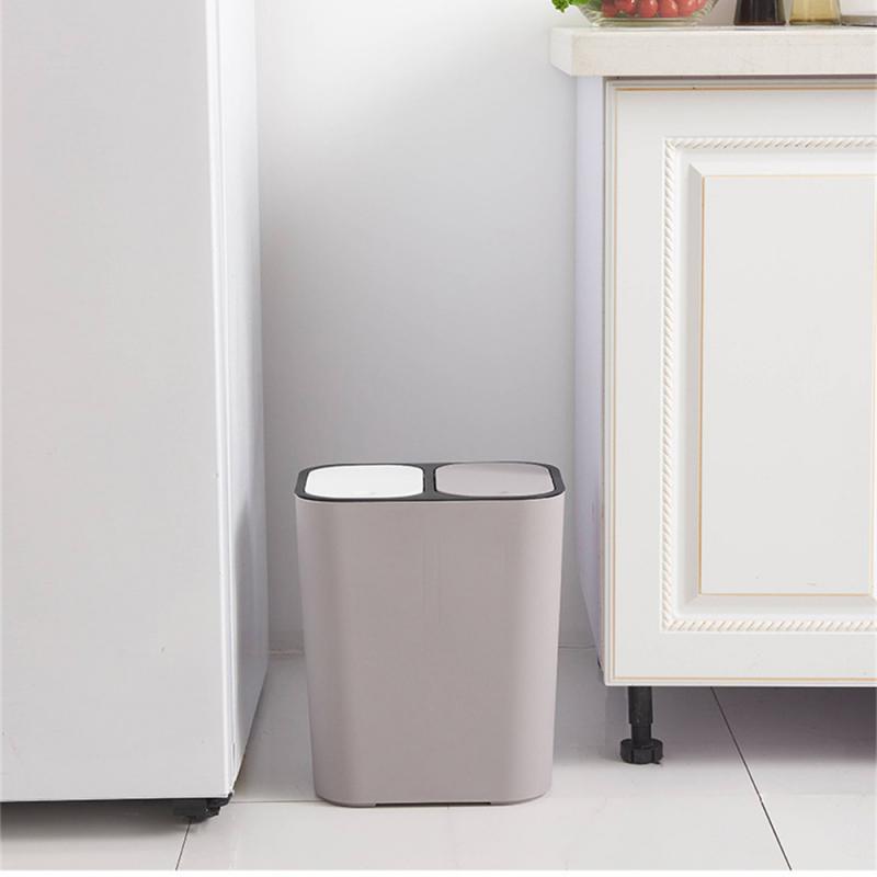 Kitchen Trash Can with Lid Household Classified and Wet Separation Garbage Basket (12L ) Bin Home Wastebasket Bins