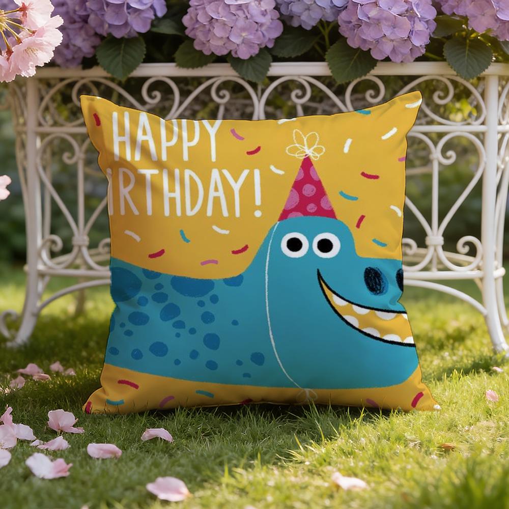 Cute Cartoon Dinosaur Cushion Cover Home & Car Dual-Scene Pillow Cover: Reversible for Premium Comfort