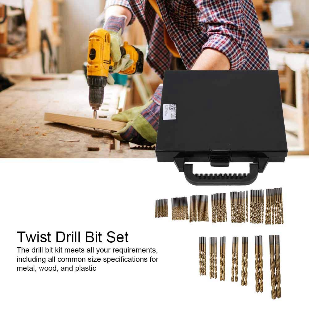 99PCS/Set Twist Drill High Speed Steel Titanium-plated Twist Drill Steel Plate Drill Mixed Drill Plastic Boxes