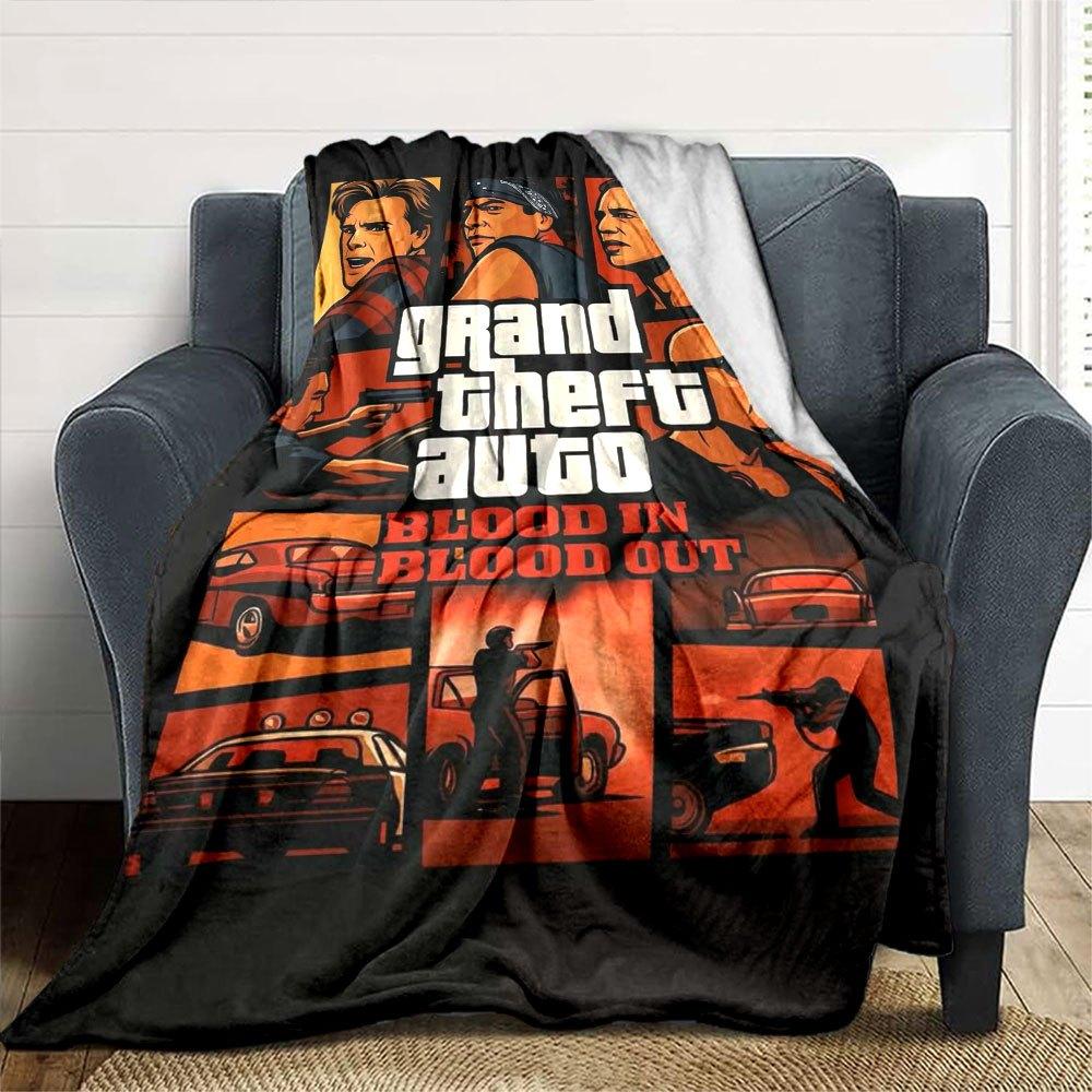 1pc Grand Theft Auto Soft Flannel Blanket with Designer Print A Cozy Blanket for All Seasons, Perfect for the Couch, Bed, Office