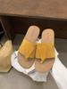 Soft leather version~ retro one-word slippers for women to wear 2025 summer new Mori casual niche flat toe drag