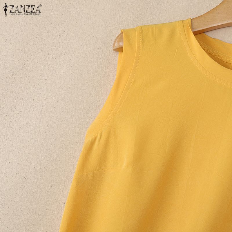 ZANZEA Women Lace Crochet Splice Summer Casual Rpund Neck Sleeveless Tank Tops
