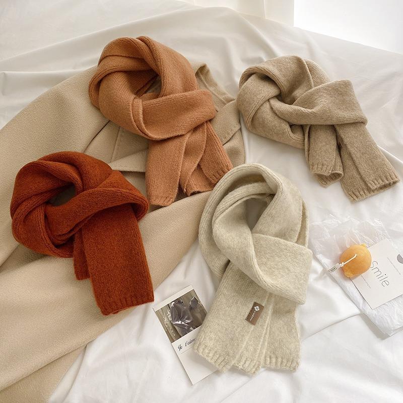 Neutral wind versatile scarf soft waxy knitted 20 sheep wool warm couple scarf student girl
