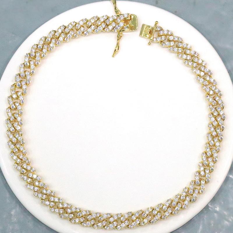 NIEDRIGE MOQ Eisiges Rosa Zirkonia 18 Karat Gold Miami Cuban Link Ketten für Damen Herren