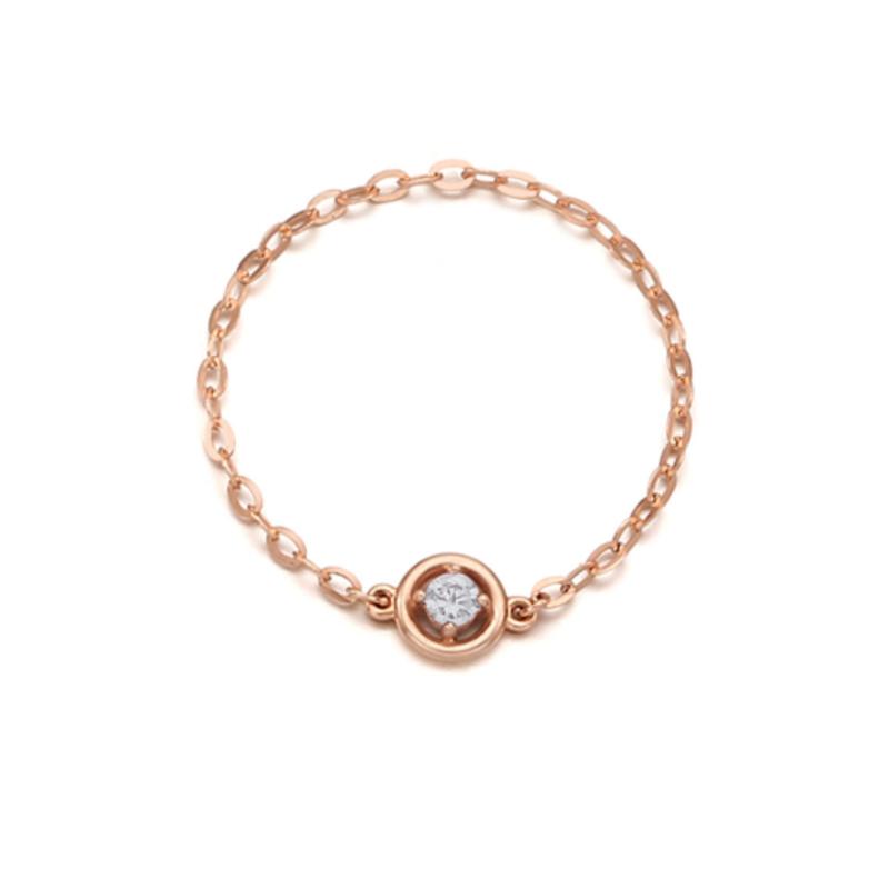 Tirr Lirr 14K Pink Gold Soft Prong Chain Ring TRSK4P21100M-12