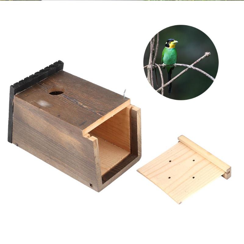 Hanging Wooden Bird House DIY Breeding Parrots Bird Nesting Box For Outdoor Garden Decoration
