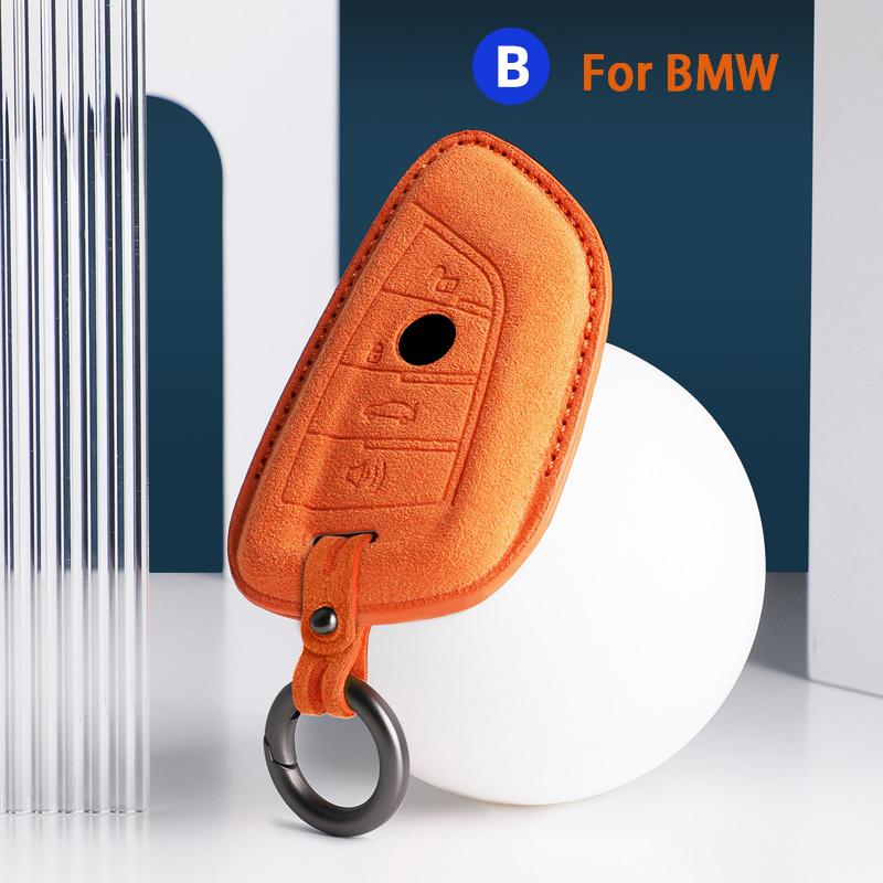 For BMW 3 5 Series X1 X2 X3 X4 X5 X6 X7 F30 F90 F10 G30 G60 E60 F48 F39 E70 F15 F16 325li 530 Car Key Case Cover Suede Keychain