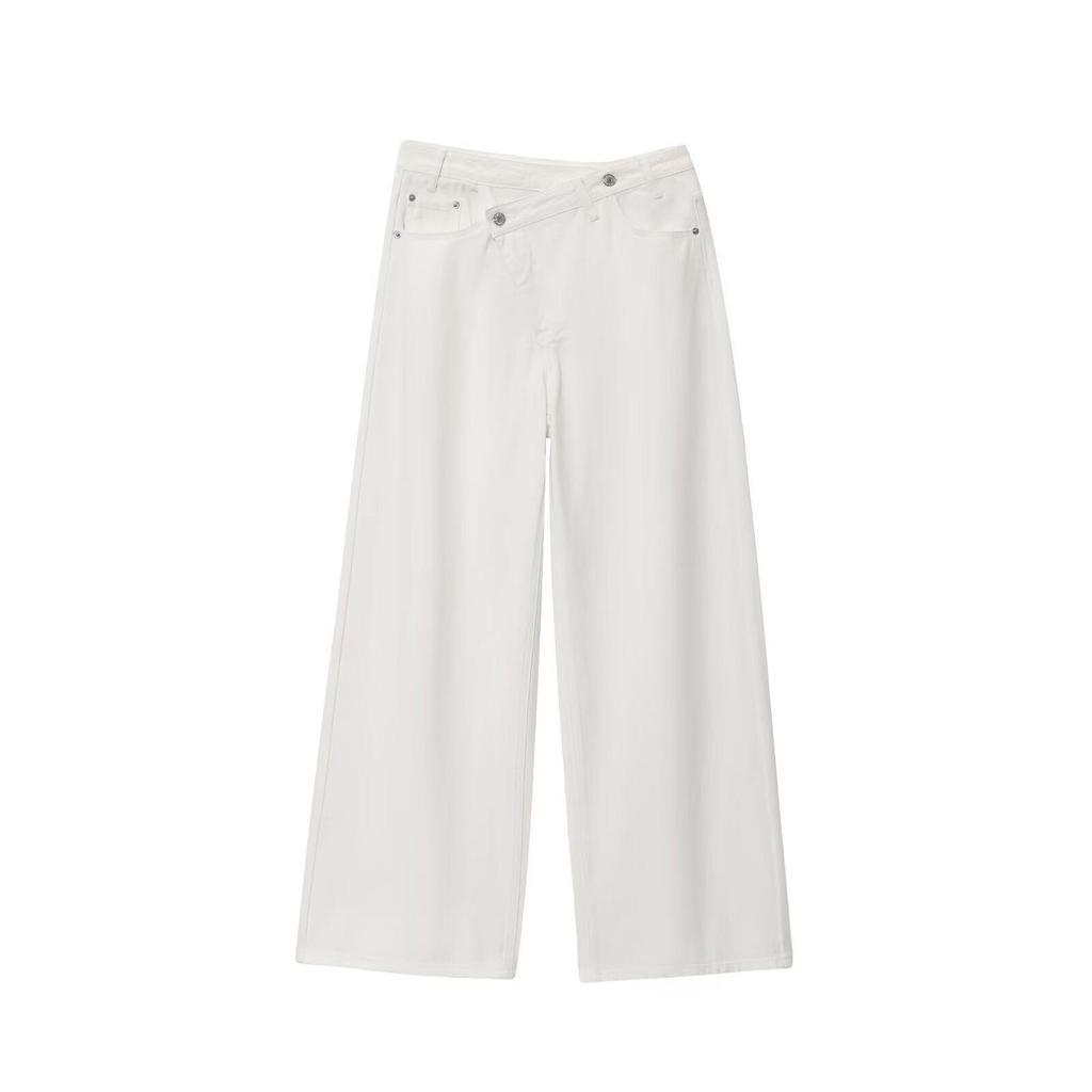 Women's 2025 Autumn European & American Style Double-Breasted High-Waisted Wide-Leg Jeans M18568