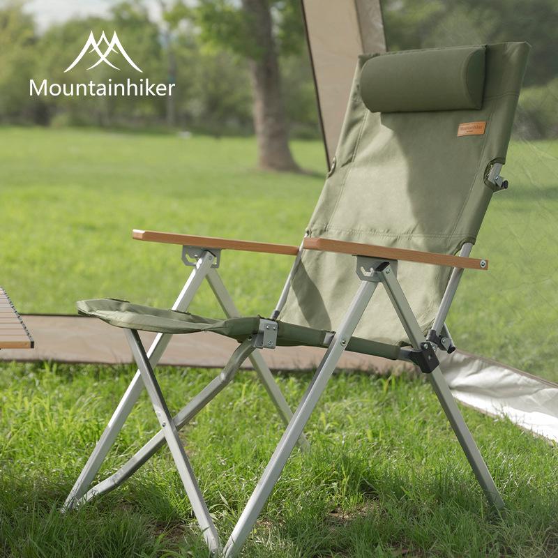 Mountain Guest Adjustable Recliner: Four-Speed Aluminum Alloy Camping Chair with Pillow