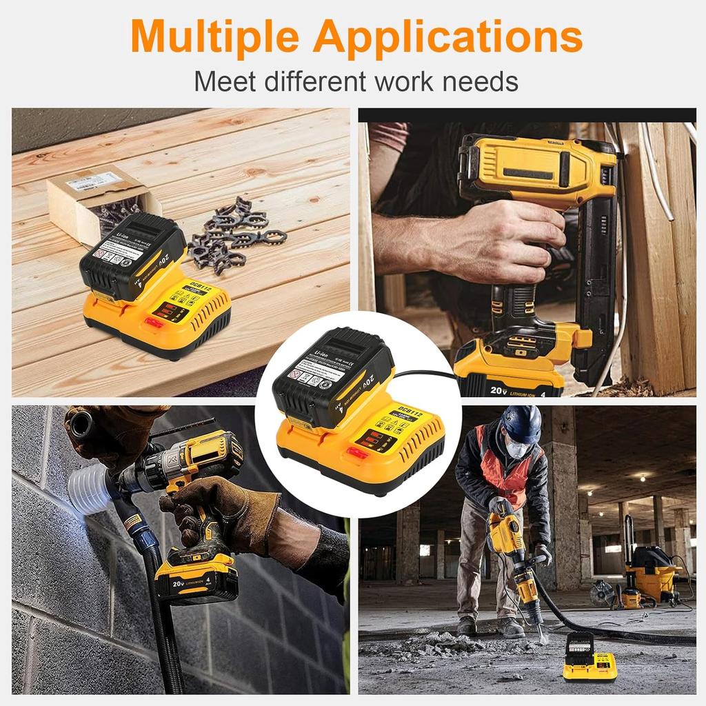 DCB112 2A Lithium Battery Charger For Dewalt 10.8V 12V 14.4V 18V 20V DCB206 DCB205 DCB204 DCB203 DCB120,DCB107 DCB115 DCB105