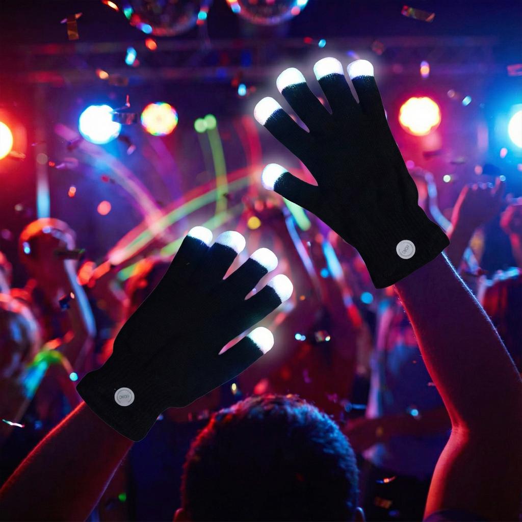 LED Light Up Finger Gloves Flashing Glow Mittens LED Colorful Flashing Finger Lighting Gloves for Rave Party Cosplay Halloween