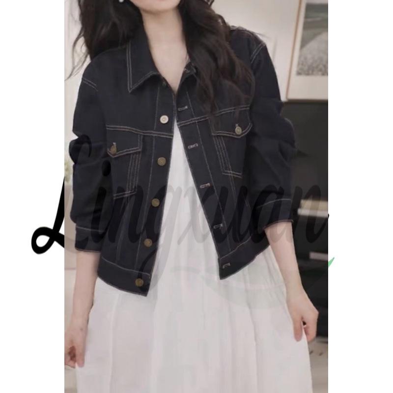 

2026 Autumn/Winter Korean Style Versatile Loose Denim Long Sleeve Shirt Jacket for Women Small чёрный