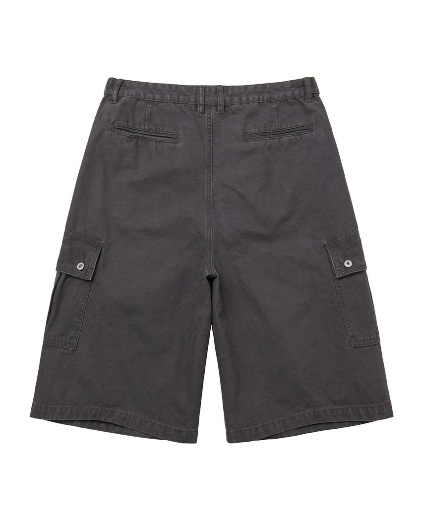 LXT Washed Cotton Wide Cargo Bermuda Pants [Charcoal]
