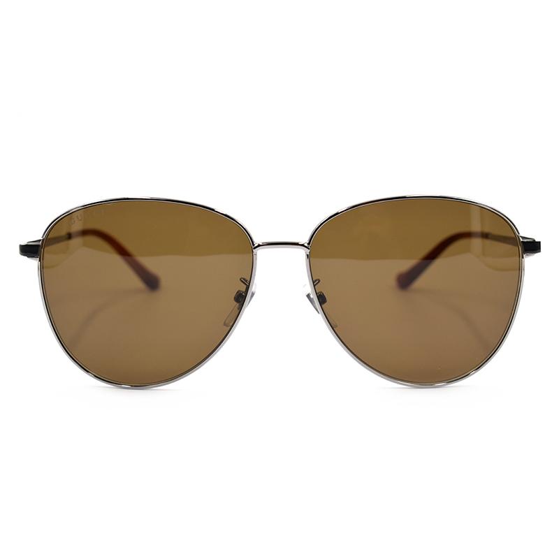 GUCCI Lightweight Metal Vintage Glamour Aviator Holiday Travel Edition Square Frame Sunglasses Men's Brown
