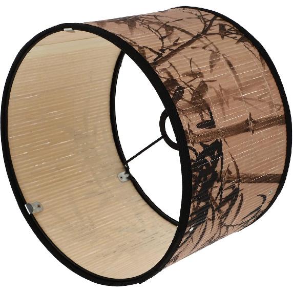 Drum Lamp Shade, E27 Vintage Lampshade Bamboos Pattern Chandelier Lamp Cover Replaceable Light Accessories for Pendant Floor Light, 30X30x20CM