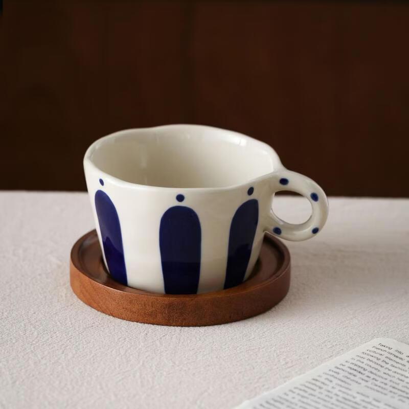 OLOEY Japanese Retro Underglaze Ceramic Coffee Cup Set