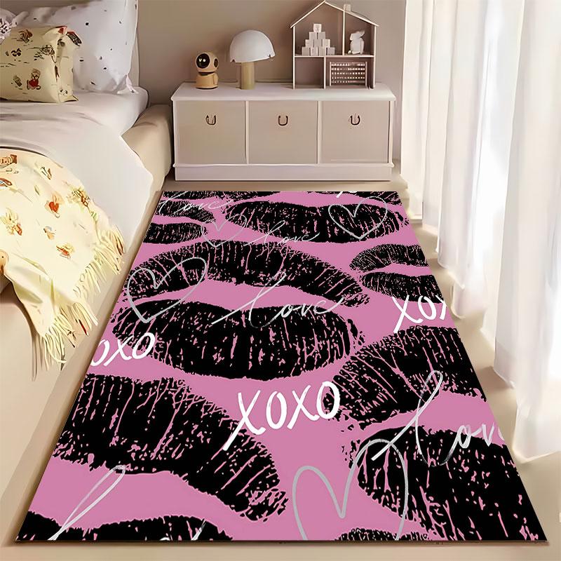 Lip Print XOXO Love Carpet suitable as a non-slip mat for the living room or bedroom sofa