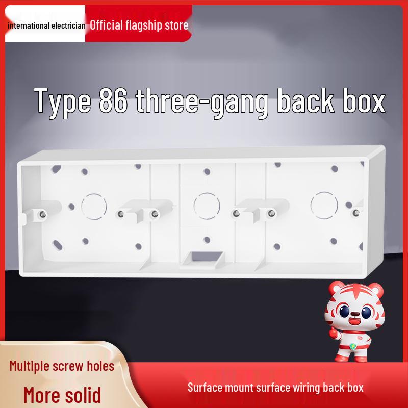 Universal PVC Type 86 Thickened Surface Mount Switch & Socket Junction Box, Double/Triple
