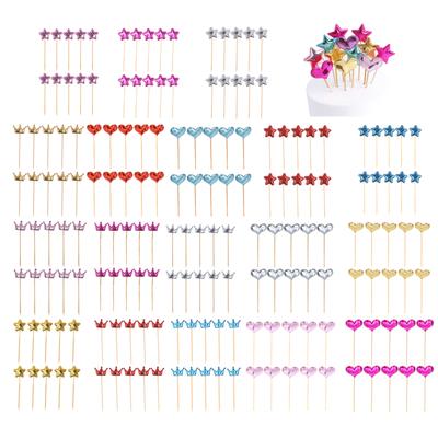 10pcs Colorful Cake Toppers Multiple Shaped Birthday Party Cake Decor Wedding Party Supplies Babies Shower Decoration