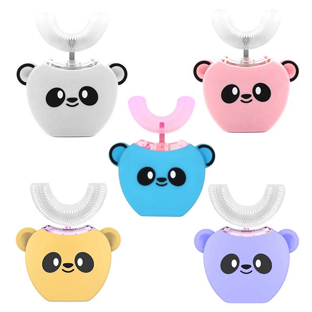 Periuță de dinți electrică pentru copii în formă de U cu 360 de grade pentru curățare orală cu temporizator inteligent automat, lumină rece