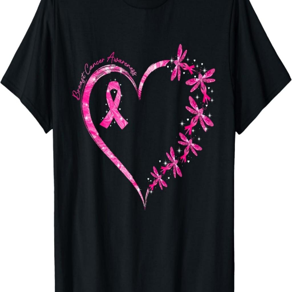 In October We Wear Pink Breast Cancer Awareness Dragonfly T-Shirt