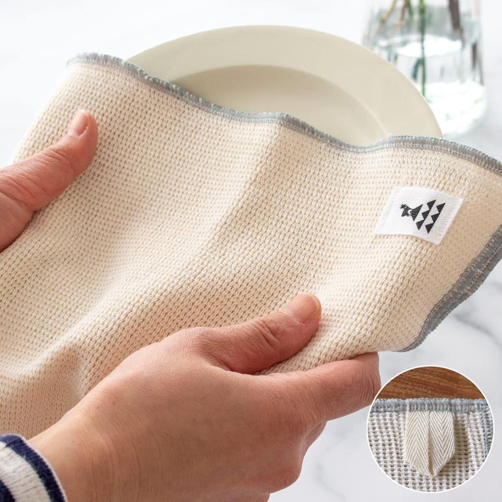 Kamoshika Douguten Dishcloths, Set of 3, Made in Japan, Large, 50 x 35cm, 100% Cotton, for Dishcloths, Hand Towels, and Kitchen Towels