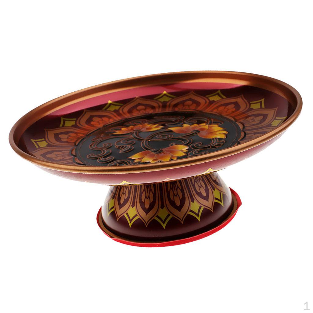 Style Alloy Fruit Tray Buddha Altar Pedestal 6 Inch