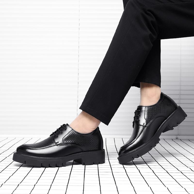 Boty zvyšující výšku o 8-10 cm pro muže Letní Podzimní Vnitřní Vysoké Boty Pánské Duté Společenské Pánské Zvedací Kožené Boty