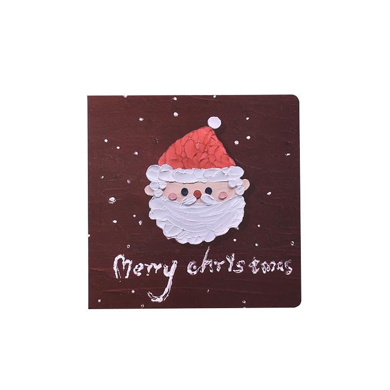 Exquisite oil painting style square Christmas greeting card small fresh creative postcard message blessing birthday card