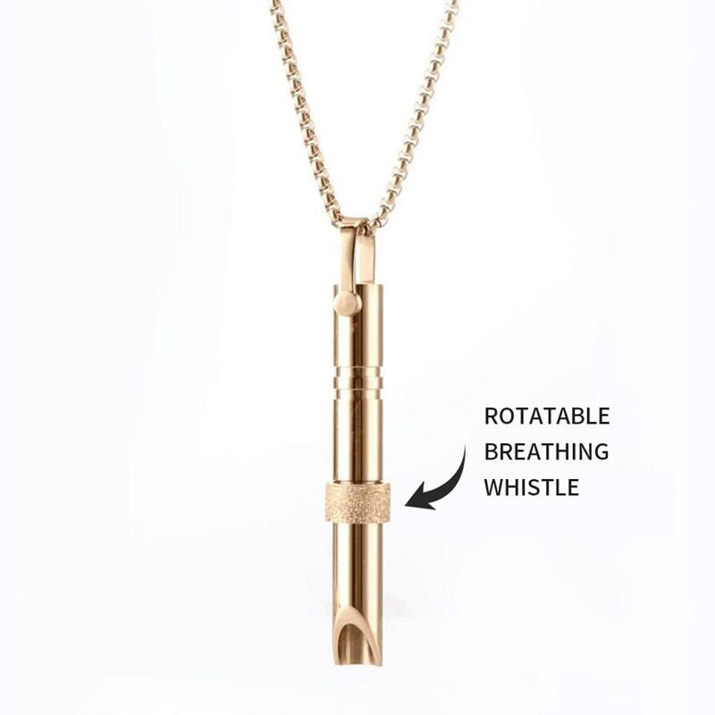 Couple Stainless Steel Mindfulness Breathing Necklace for Women Men Anxiety Relief Pendant Stress Panic Attack Relief Meditation