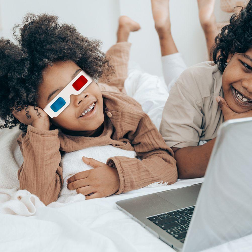 60pcs 3D Blue Glasses Disposable Paper 3D Glasses Red Blue Frame Anaglyph Movie Viewing Lightweight Portable Home VR Device 5