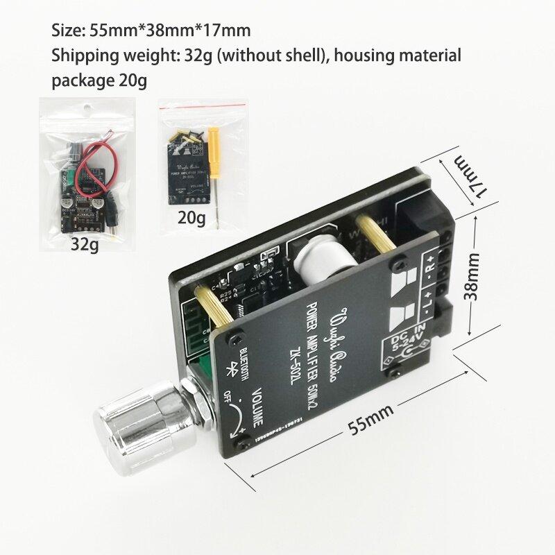 ZK-502L MINI Bluetooth 5.0 DC 5-24V Wireless Audio Digital Power amplifier Stereo board 50Wx2 Bluetooth Amp Amplificador
