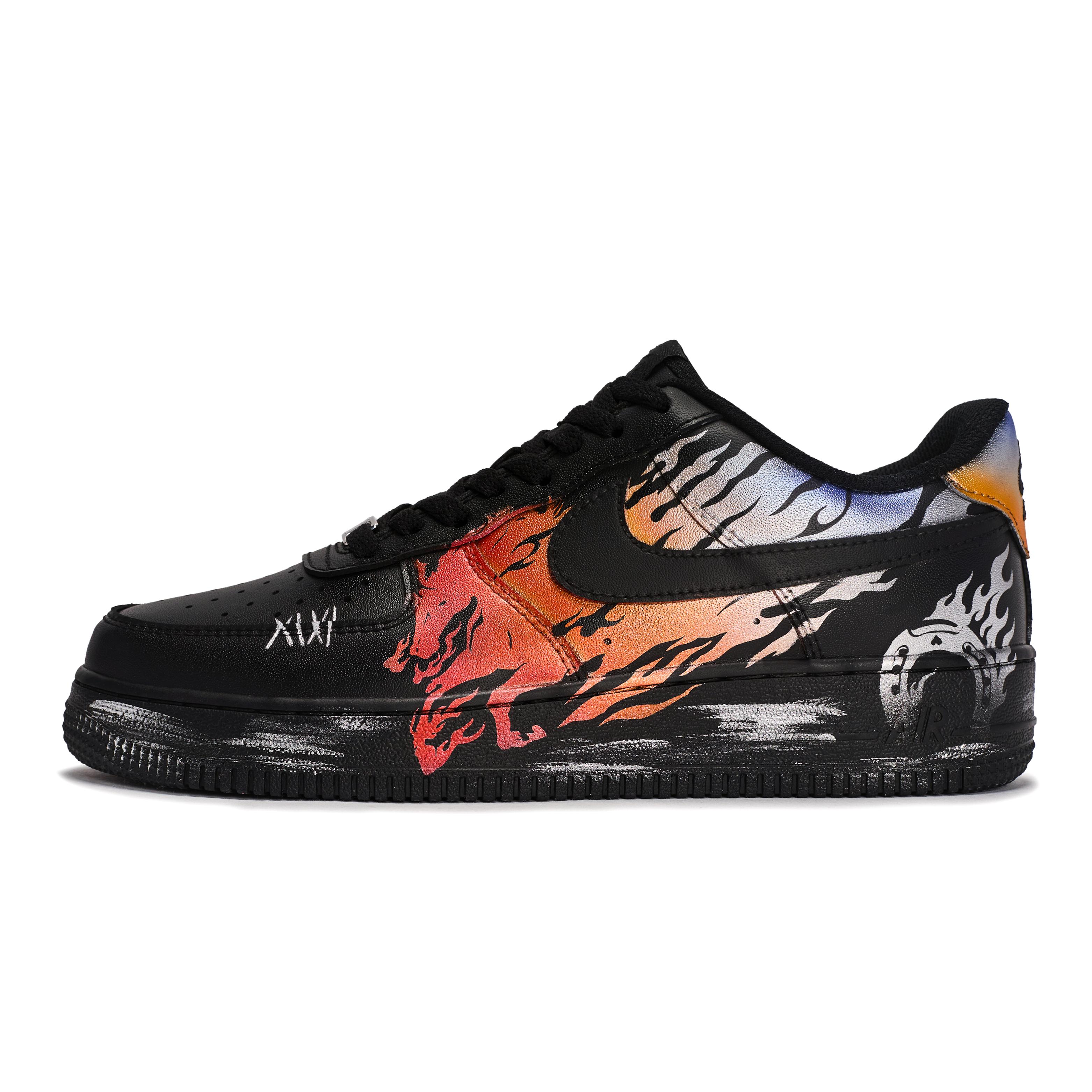 

Nike Air Force 1 07 811 Manufacturing, Inferno Stallion Low top Skateboard Shoes Unisex Black Orange Blue Silver CW2288-001(Team80-) 42