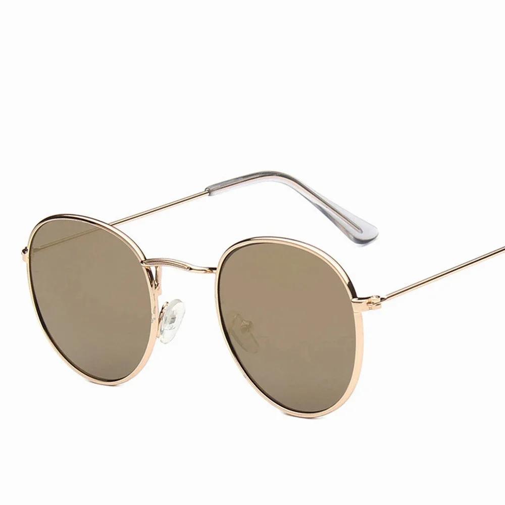 Pink Metal Small Round Sun Glasses Woman Vintage Travel Classic Sun Glasses Female Fashion Retro Lunette De Soleil Femme