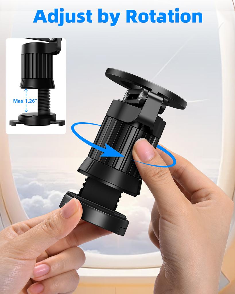 Eary Portable Travel Magnetic Phone Holder Stand With 360° Rotatable Adjustable Mount For Airplane Desk Train Seat iPhone 16 15