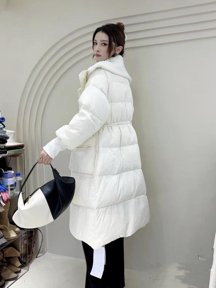 Padded clothes women's winter long design sense padded clothes over the knee long large lapel padded jacket retro coat