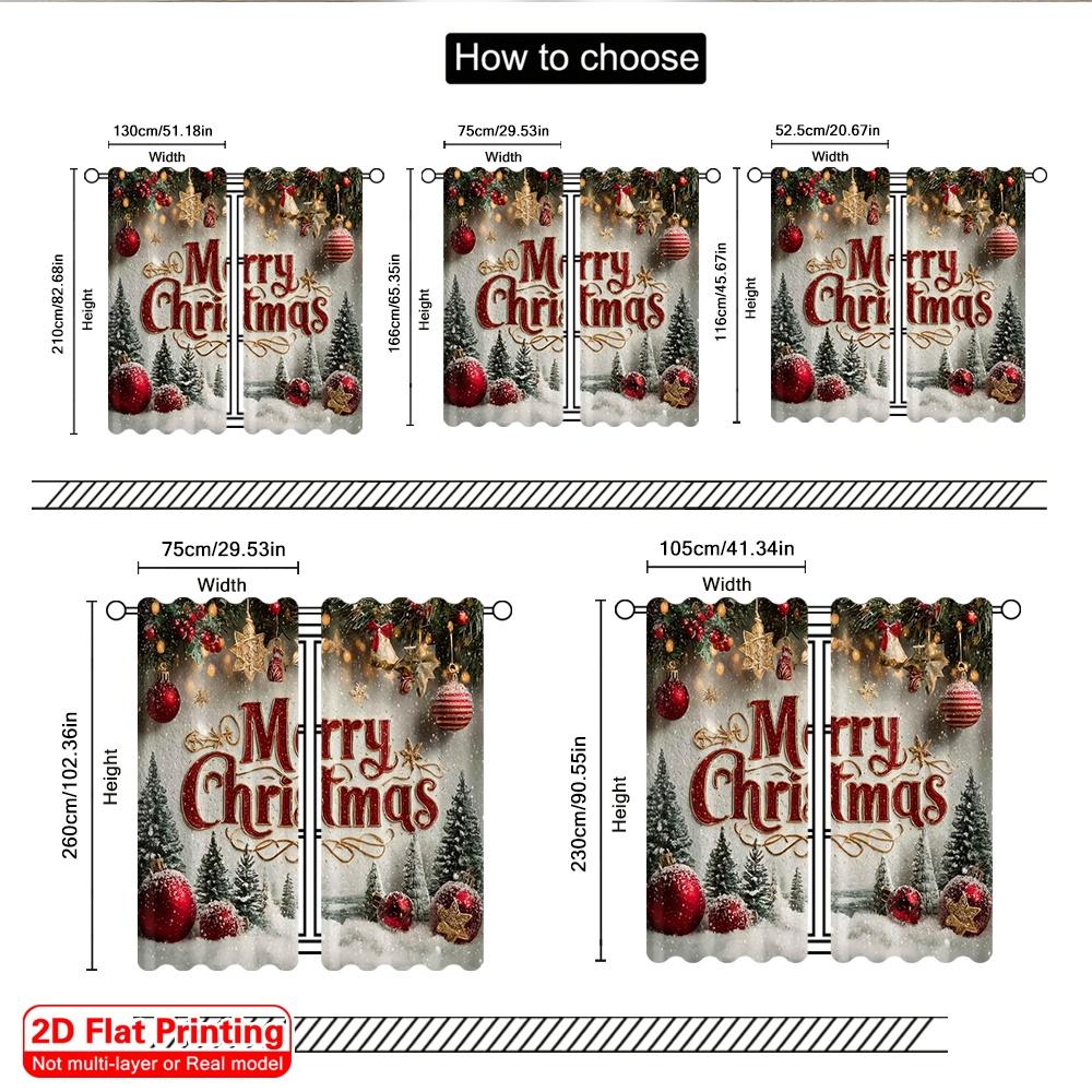 2pcs 2D flat printing Christmas Drapes merry christmas Fabric Without Electricity Party Decorations Perfect for aesthetic room