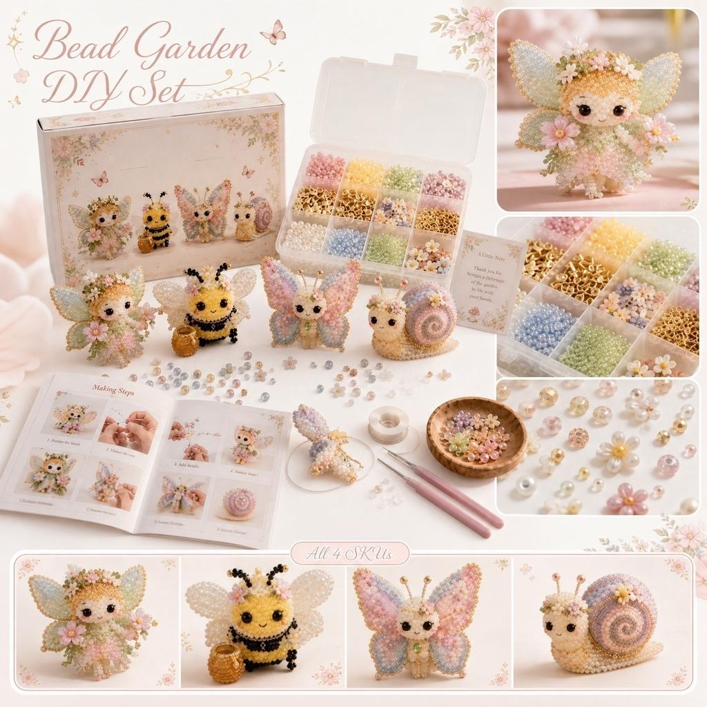 1pc Cute Insect Bead Craft Kit 6cm DIY Handmade Beaded Animal Figures with Tools and Instructions for Creative Hobby and Decoration
