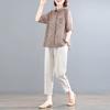 Summer Faion Cotton Linen Set for Mom Mid-aged And Ly Women Printed Harlan Pants Two-piece Set Korean Sle Loose