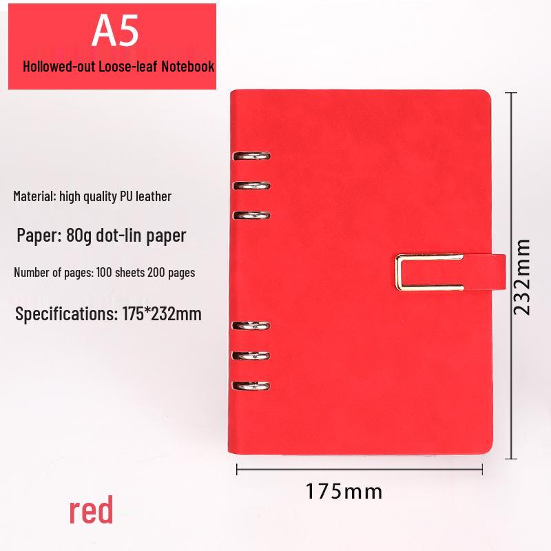 A5 Detachable Loose-Leaf Notebook with Hollow-Out Design and Custom Logo for Business Meetings and Office Use