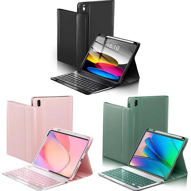 iPad A16 11-inch Protective Case with Wireless Backlit Bluetooth Keyboard & Pen Slot for 10.9 Gen