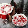50pcs Red And White Striped Round Wooden Loose Beads, 16mm Polished Spacer Beads With Hemp Rope For Valentine's Day, Holiday