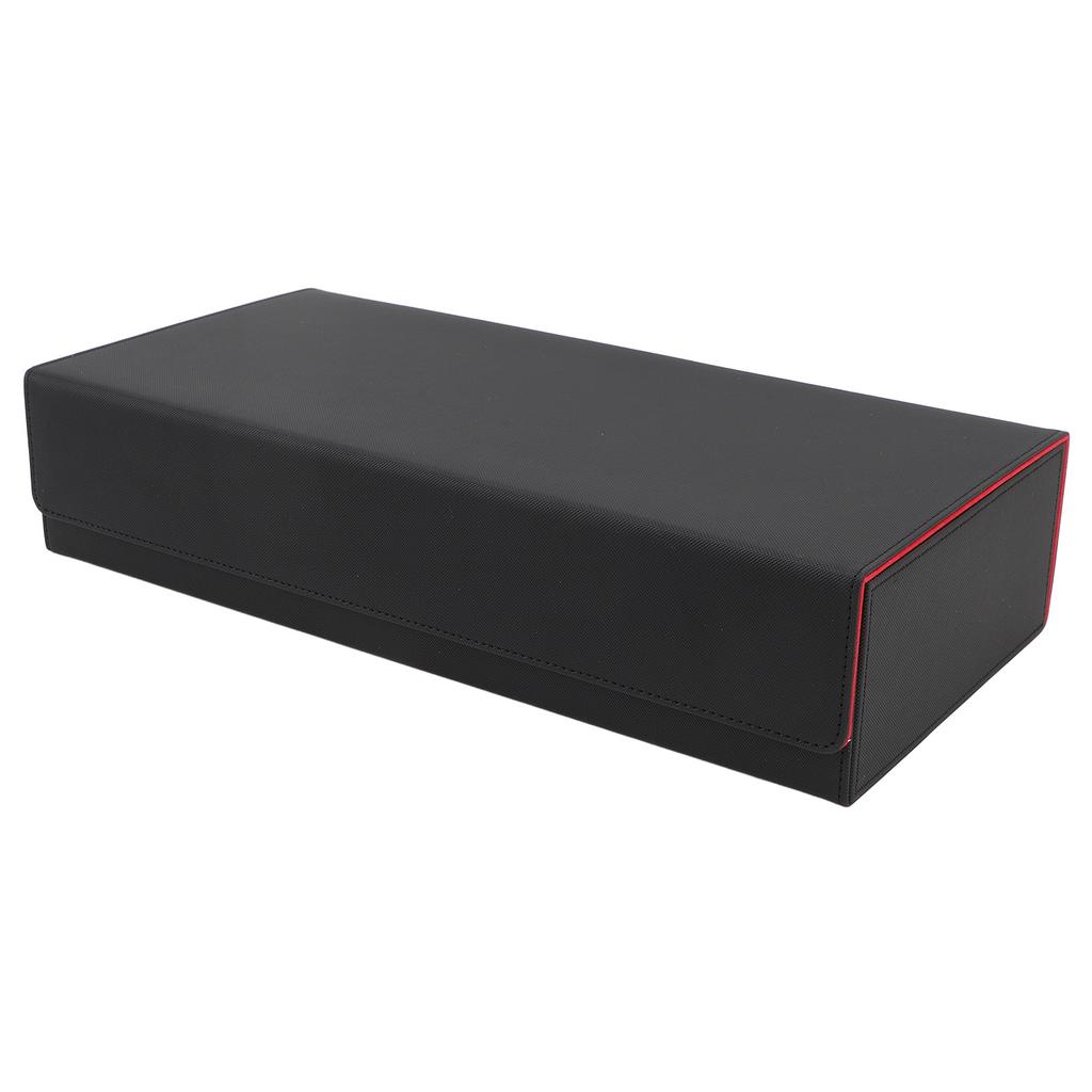 Card Storage Box PU Leather Magnetic Closure Card Deck Case with Drawer for Over 550 Game Cards Black Red
