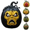 Halloween Pumpkin Figurine Resin Pumpkin Face Sculpture Spooky Pumpkin Halloween Decor for Home Office Desktop Decoration