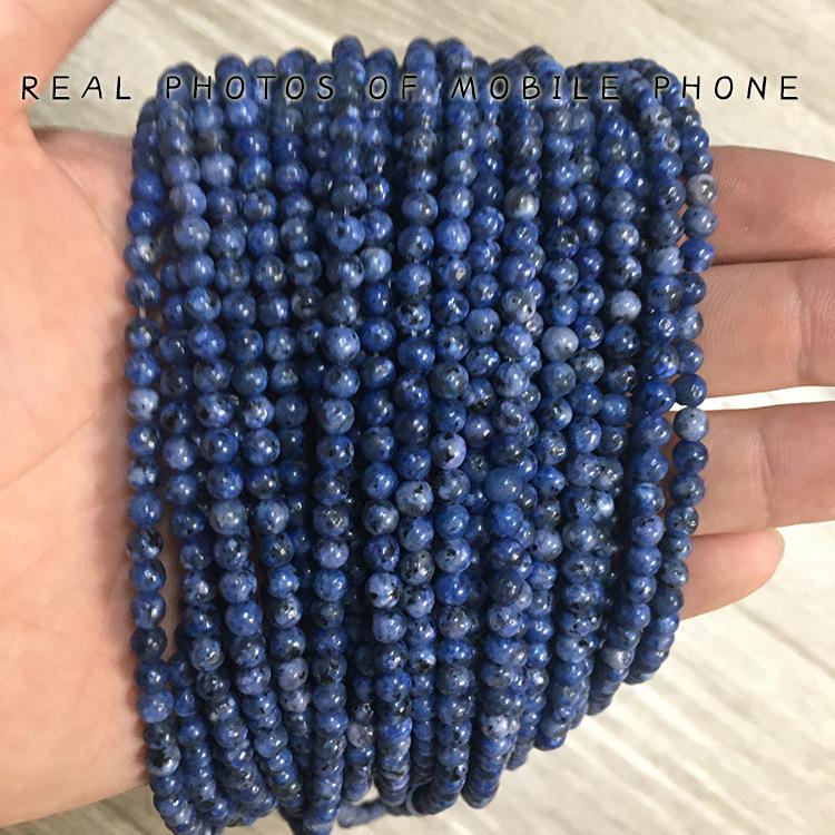 4mm Blue Basalt Natural Stone Beads for DIY Jewelry Accessories 4mm, ~90 beads per strand, ~11g per strand