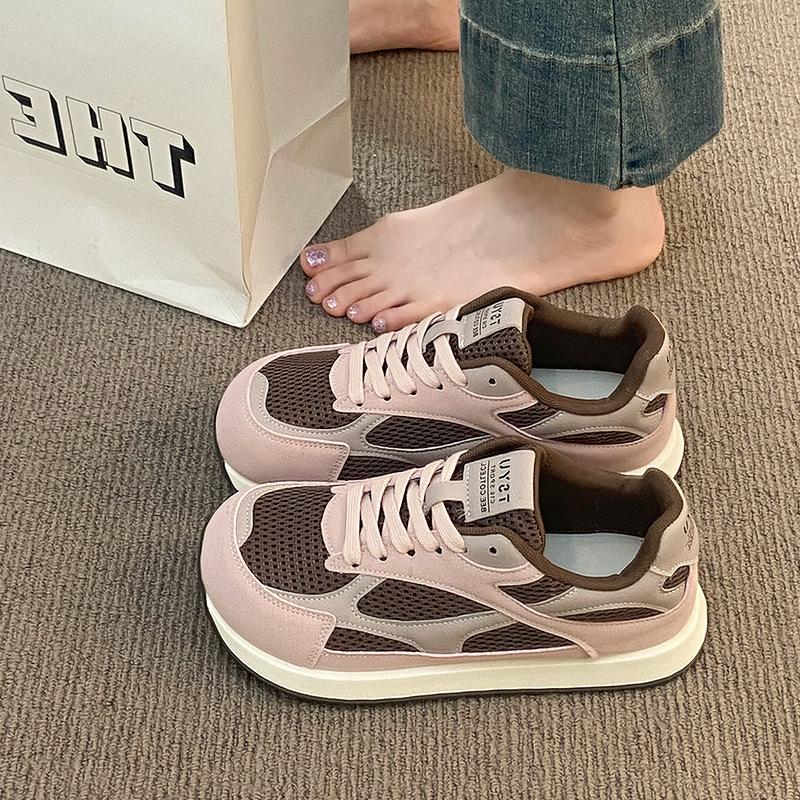 [Uncle Shoes] 2025 Thick-soled Gray Leisure Sports Summer Women's Lightweight New Forrest Gump Shoes German Training Shoes Mesh Surface