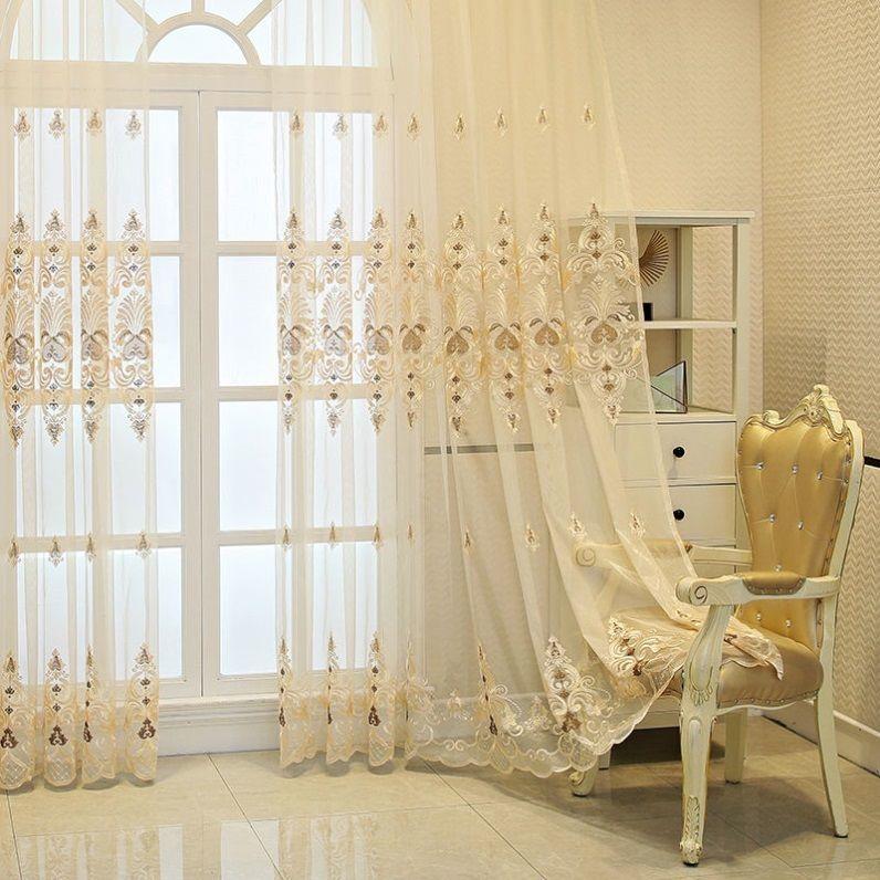 

Вышитые занавески, прозрачные занавески для гостиной, спальни, занавески из пряжи в европейском стиле, домашний декор 150*270CM