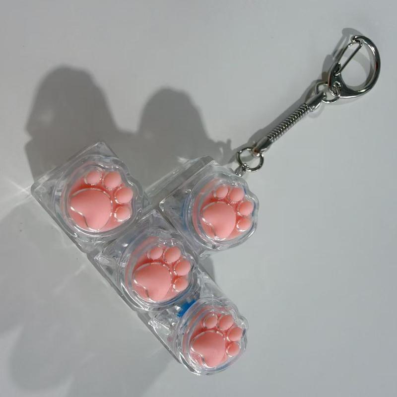 Cute Cat Claw Silicone Keyboard Button Fidget Toy Transparent Crystal Keycap Keychain Portable Anti-Stress Finger Relax Decompre