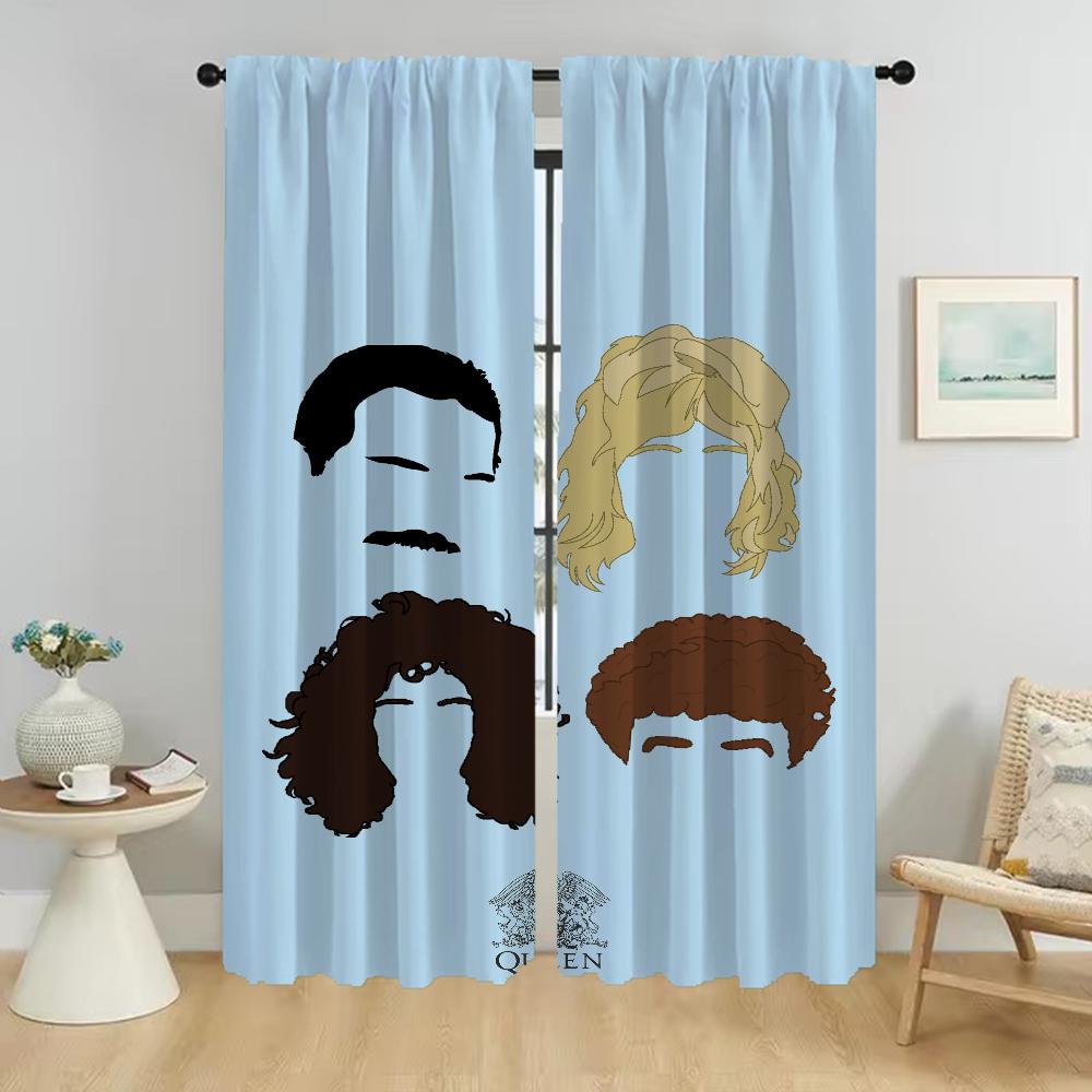 Kitchen Curtains for Living Room Rock-Queenes Shades Halloween Decoration Window Curtain Partition Home Interior Curtains Camera