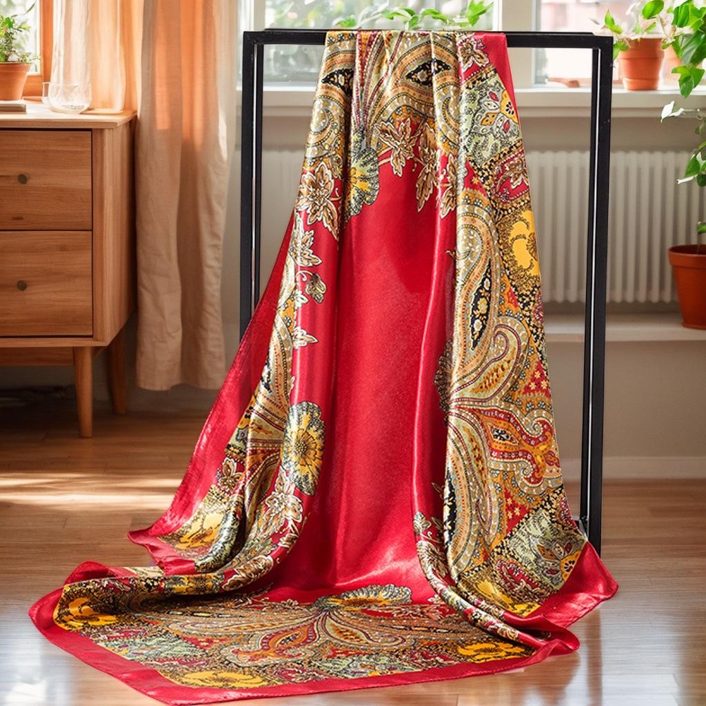 

Окрашенный атласный женский шарф весна-лето имитация шелка напечатанный маленький квадратный шарф подарочный европейский и американский шарф шаль